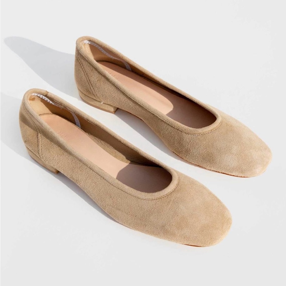 Maryam Nassir Zadeh Buff Suede Serafina Ballet Flats